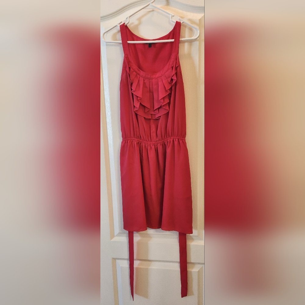 Express Mini Pink Ruffle Tie Belt Dress Size Medium